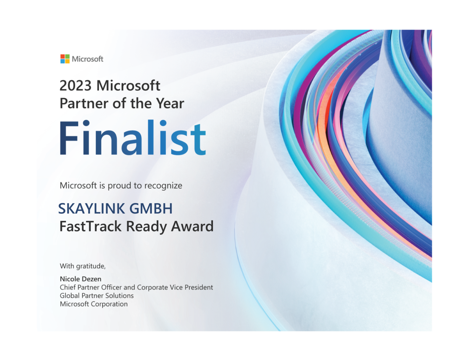 Finalist Microsoft FastTrack Ready Partner of the Year 2023 | Skaylink EN